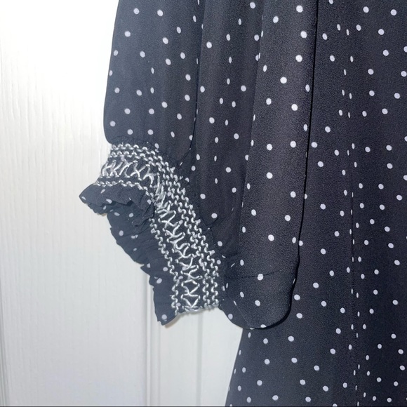 Bobeau Polka Dot Button Up Puff Sleeve Blouse - Picture 6 of 10